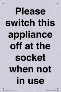 Please switch this appliance off at the socket when not in use